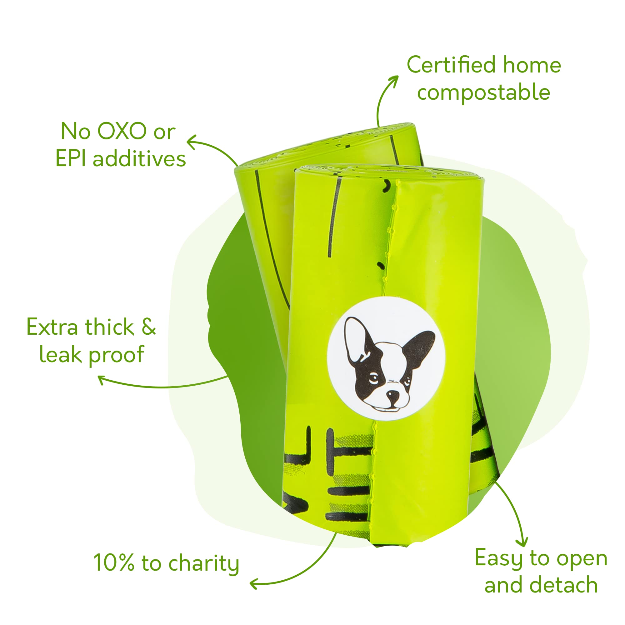 100% Certified Home Compostable Dog Poop Bags - 10% to Charity - ASTM D6400 & EN 13432 Compliant Dog Waste Bags - 240 Bags - 16